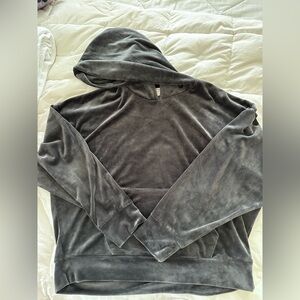 COZIE by Pink Rose velour hoodie. Charcoal grey size medium